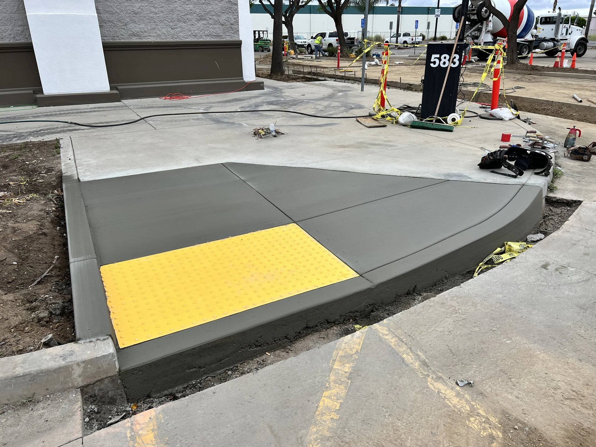 ADA truncated dome ramp installation
