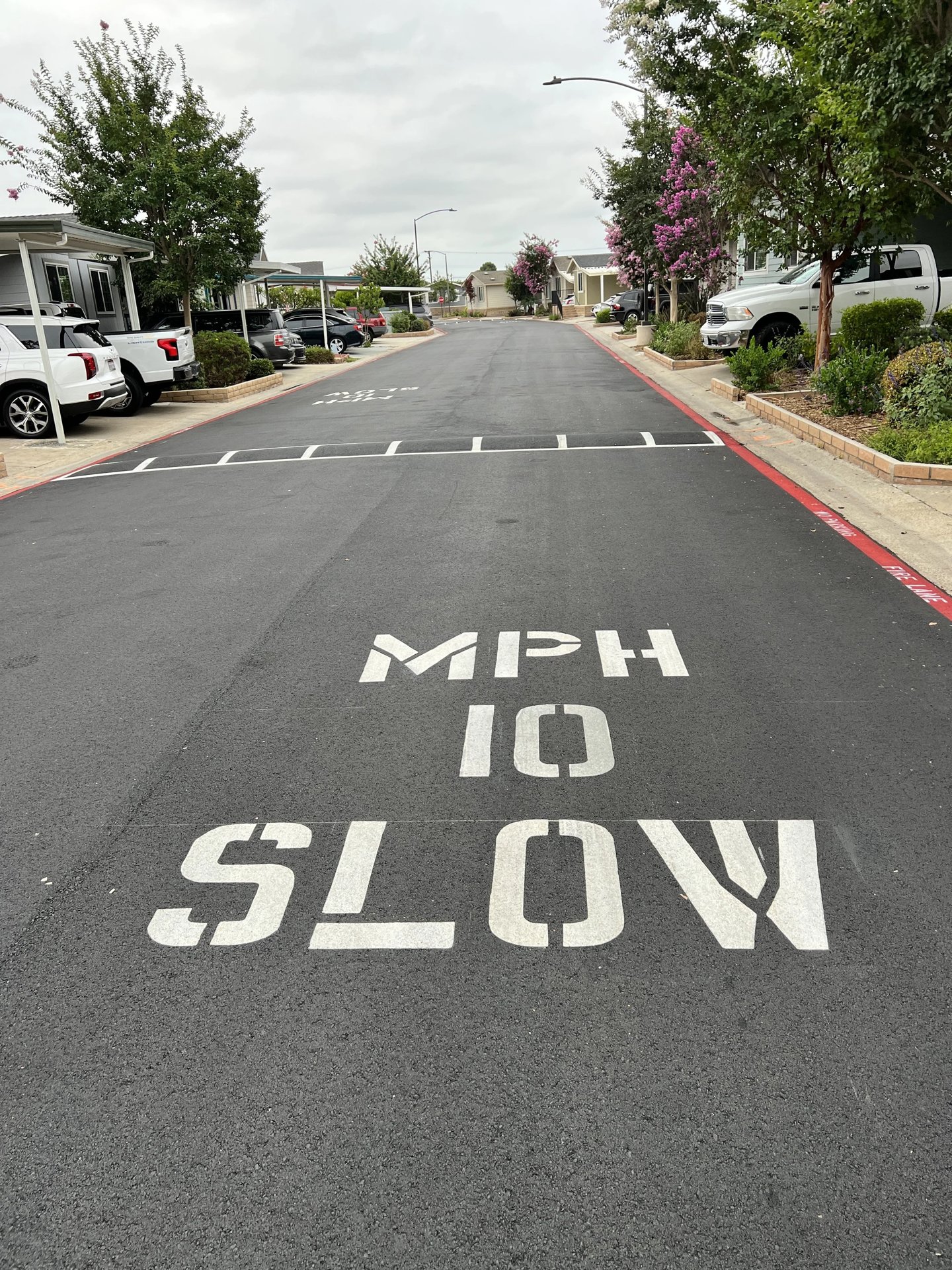 Fresh parking lot striping and stencils